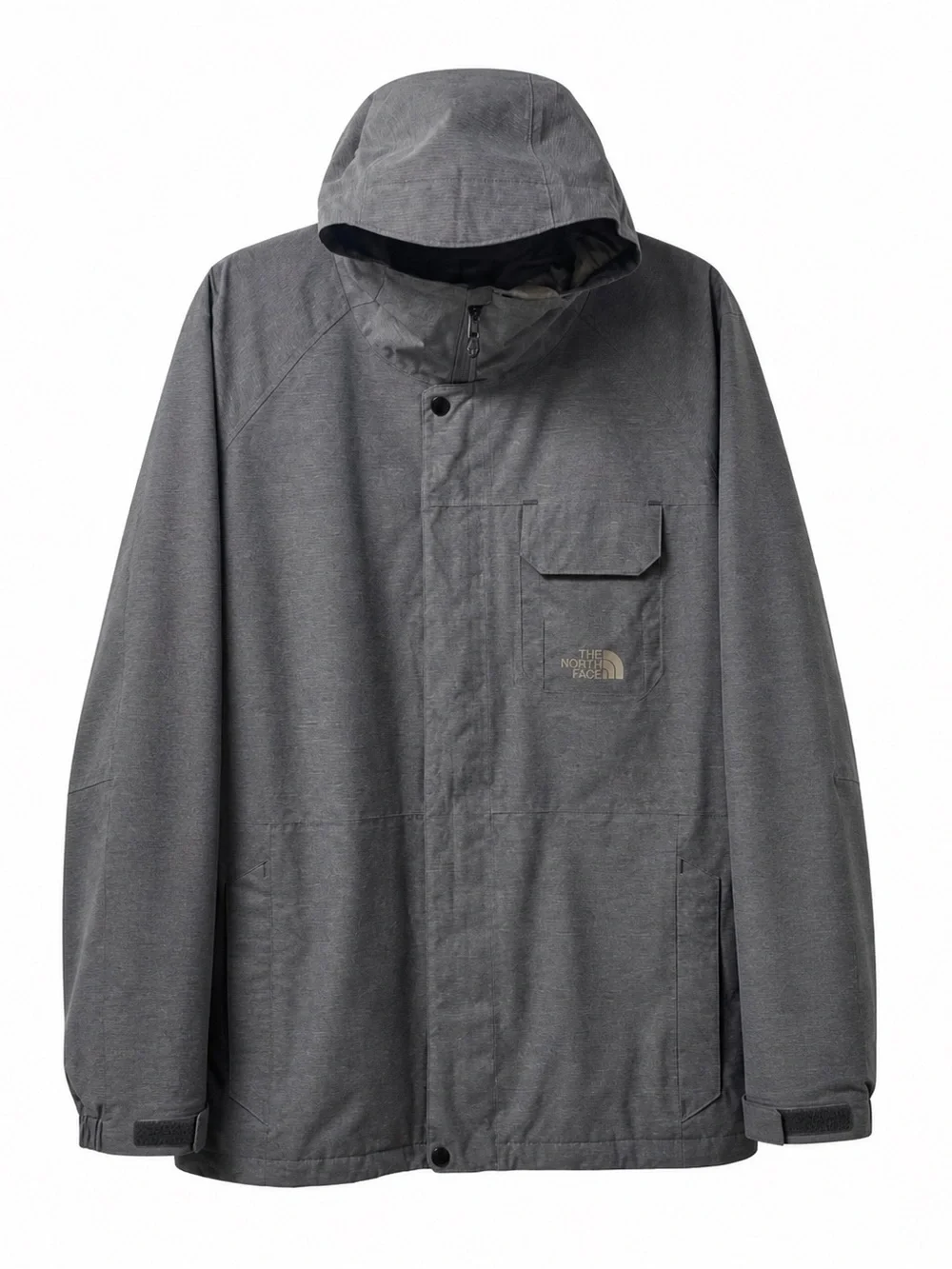 THE NORTH FACE,GREY,MEN/ HOMMES WINDBREAKER, JACKET WITH HOOD. SIZE- MEDIUM.